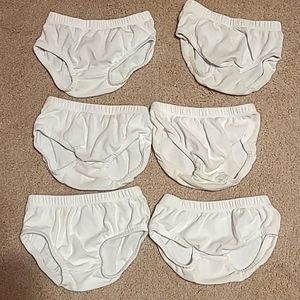 6 Hanes diaper covers, white, 12-18 months